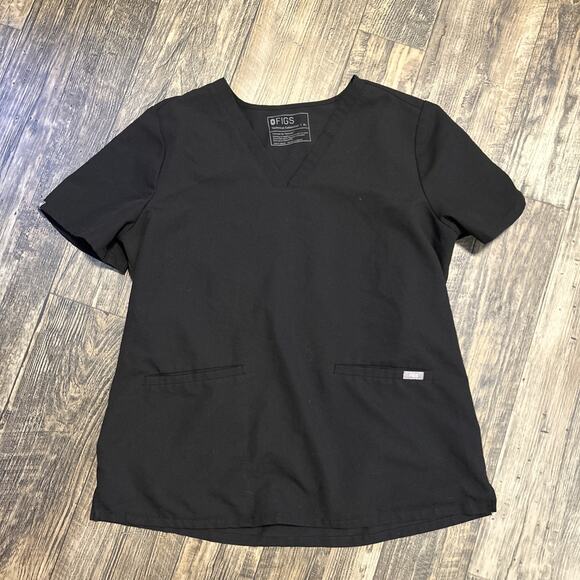 FIGS Technical Collection Scrub Top Women's XL Black Short Sleeve Uniform Top - Picture 1 of 5
